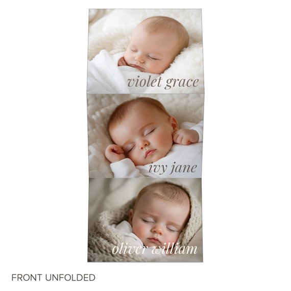 three photo placeholders with names