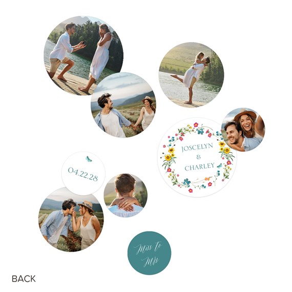 multiple photo placeholders with floral design and text elements