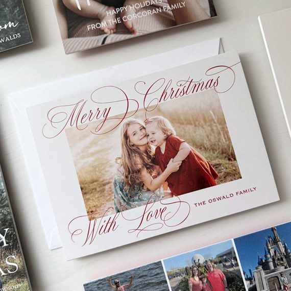 Christmas card with photo placeholder and calligraphy text