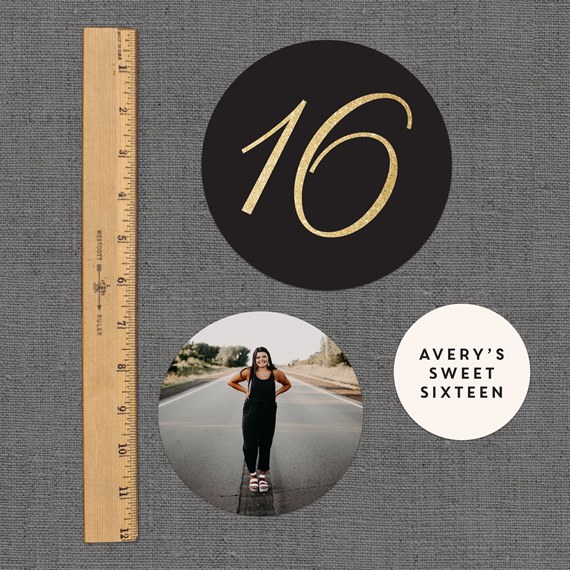 decorative birthday design with photo area and text