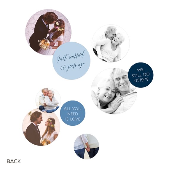 circular photo placeholders with text elements