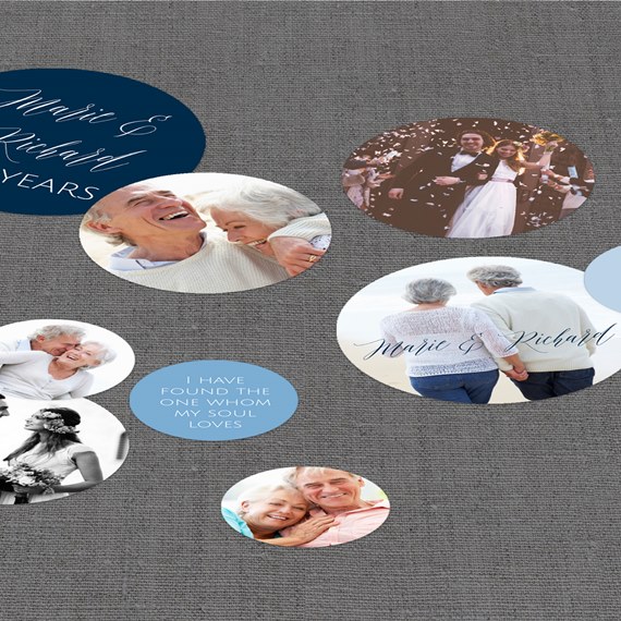 multiple photo placeholders, text areas