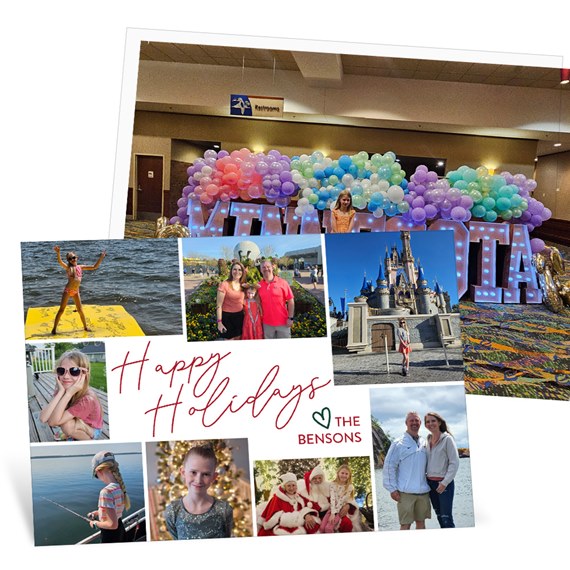 collage holiday card with photo placeholders and text area