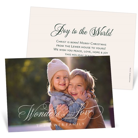 holiday card with photo area and decorative text