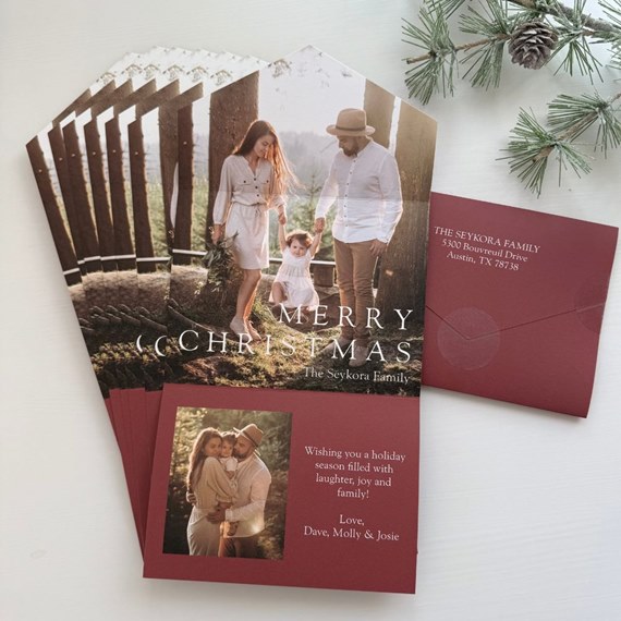 Christmas card with photo placeholder and greeting text