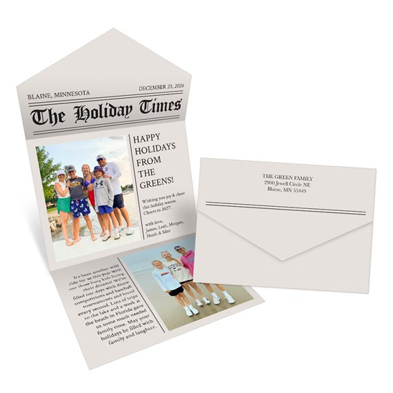 holiday card with photo area and envelope