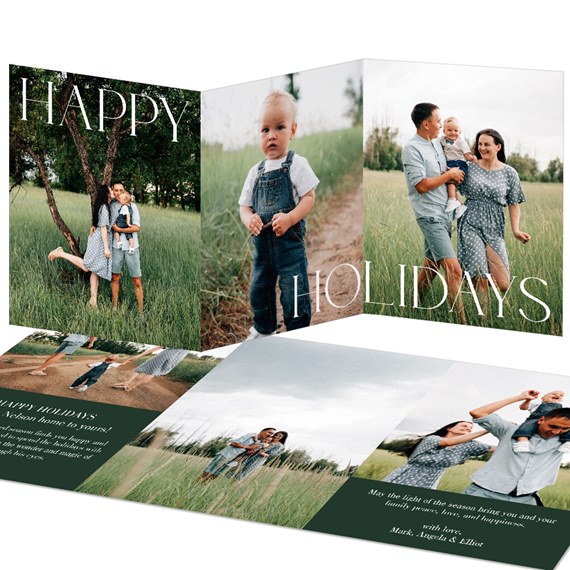 Christmas card with photo placeholders and text area