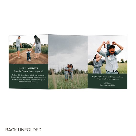 Christmas card with photo placeholders and holiday greeting