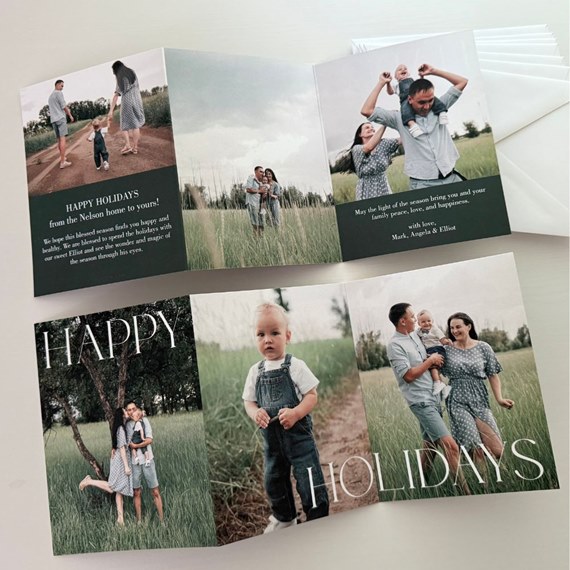 holiday card with family photos and text