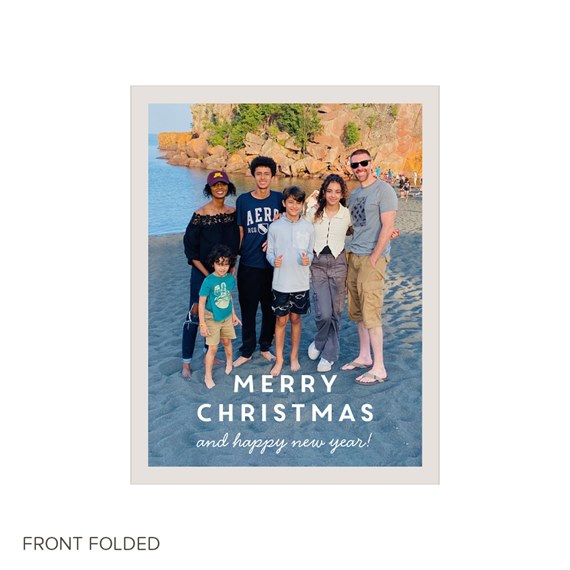 holiday card with photo placeholder and text