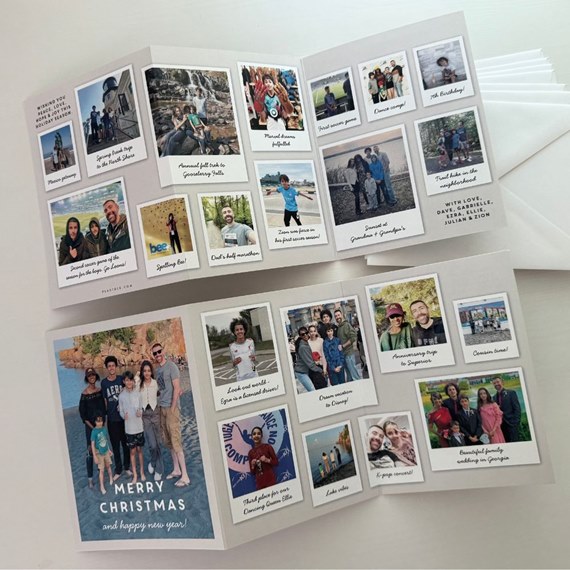 Christmas card with photo placeholders and printed text