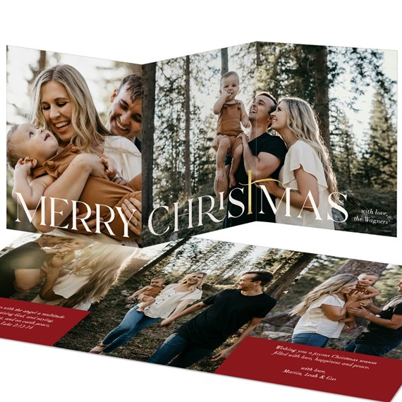 Christmas card with photo area and red border