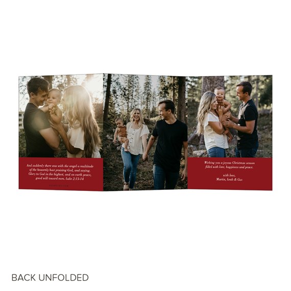 photo placeholder with red border, quote and greeting text