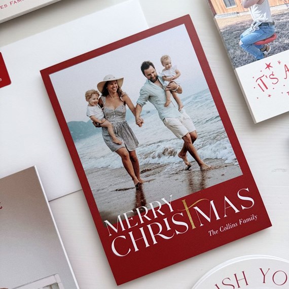 Photo Christmas card with cross 