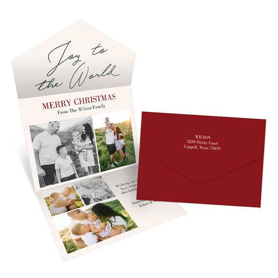 seal and send Christmas card with photo area and red envelope