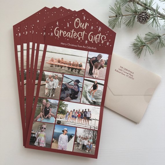 Christmas card with photo placeholders and text area