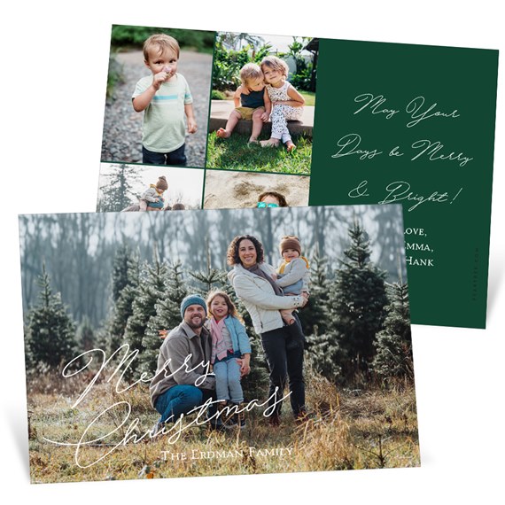 holiday card with photo collage and script text