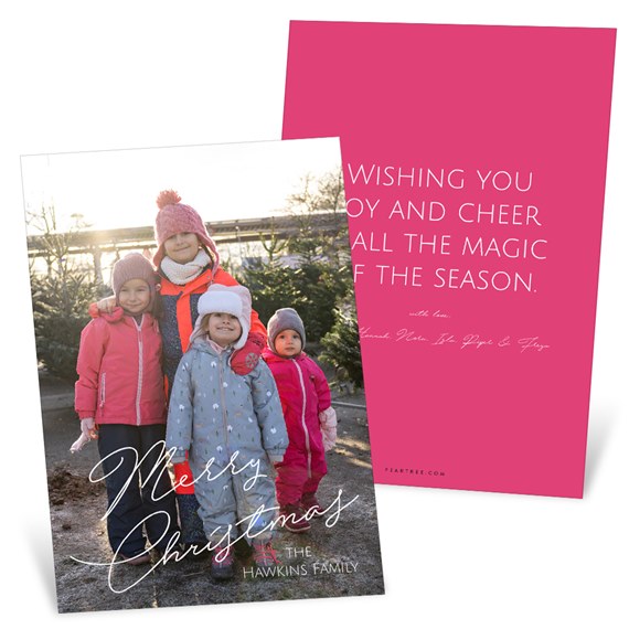 Christmas card with photo placeholder and pink back