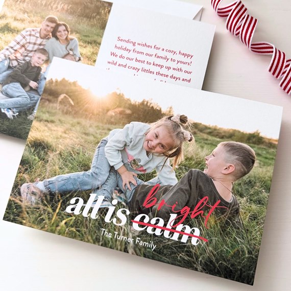 holiday card with photo area and customizable text