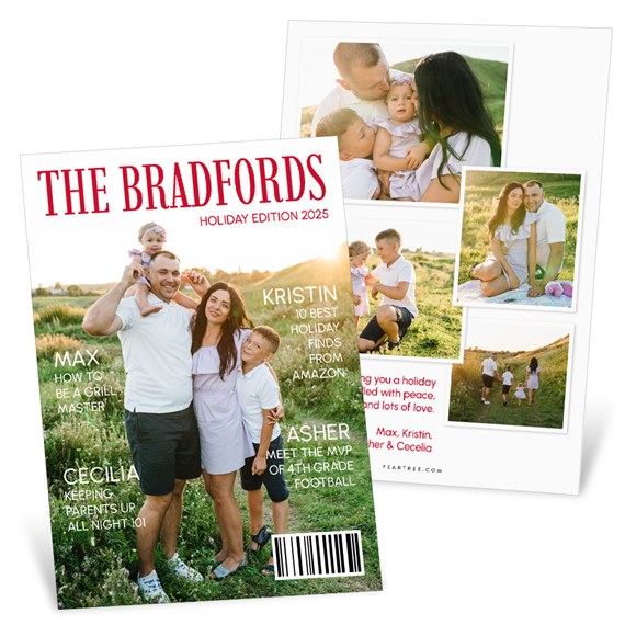 holiday card with family photo and photo placeholders