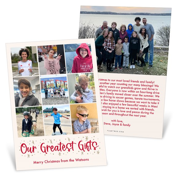 Christmas card with photo collage and message area