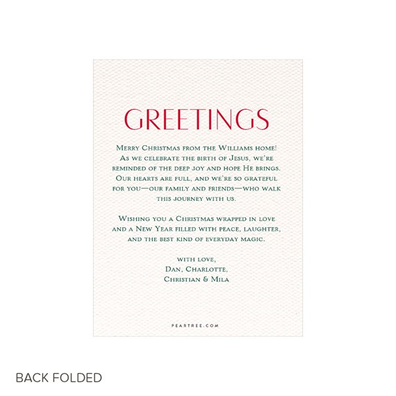 Christmas card with textured background and red text