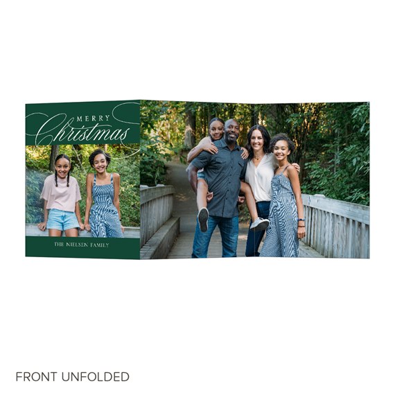 Christmas card with photo placeholders and decorative text