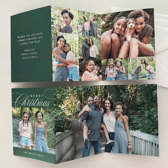 Christmas card with photo placeholders and customizable text area
