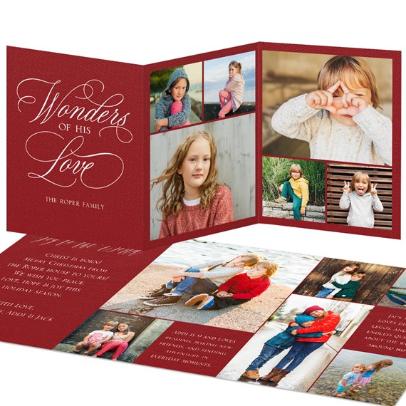 Christmas card with photo placeholders and festive text
