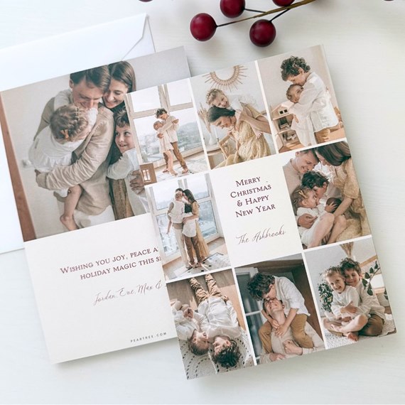collage Christmas card with photo areas and text