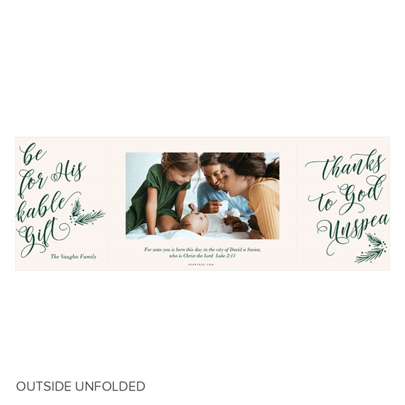 Christmas card design with calligraphy text and photo area