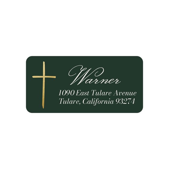 address label with customizable text area and photo placeholder