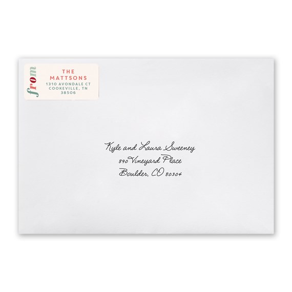 address label on white envelope with customizable text area