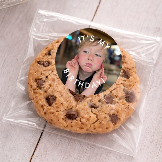 cookie with birthday sticker and photo area