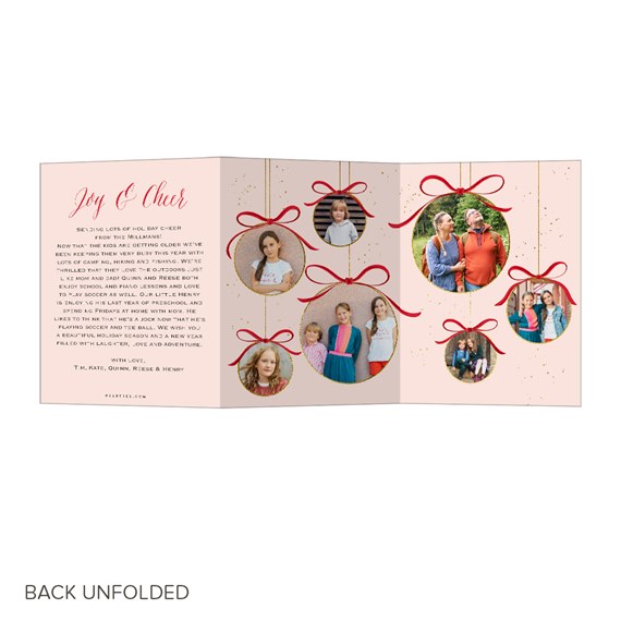 Christmas card with photo placeholders and decorative bows