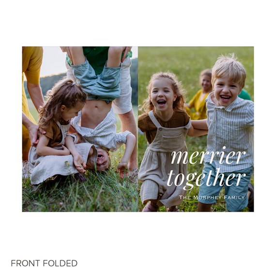 children playing, photo placeholder, merrier together text