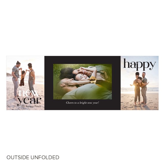 New Year card with photo placeholders and text