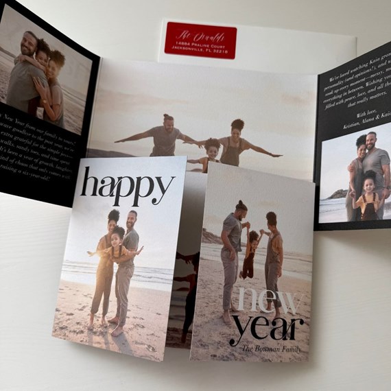 new year card with photo placeholders