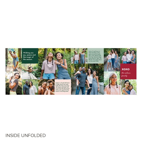 collage card design with photo placeholders and text areas
