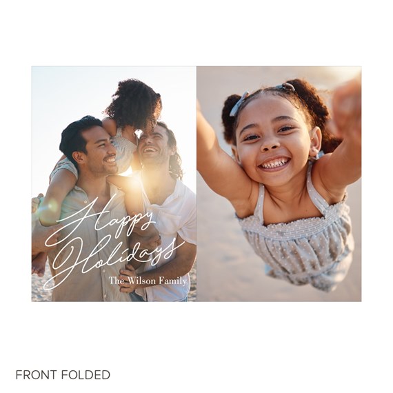 holiday card with photo placeholder and scripted text