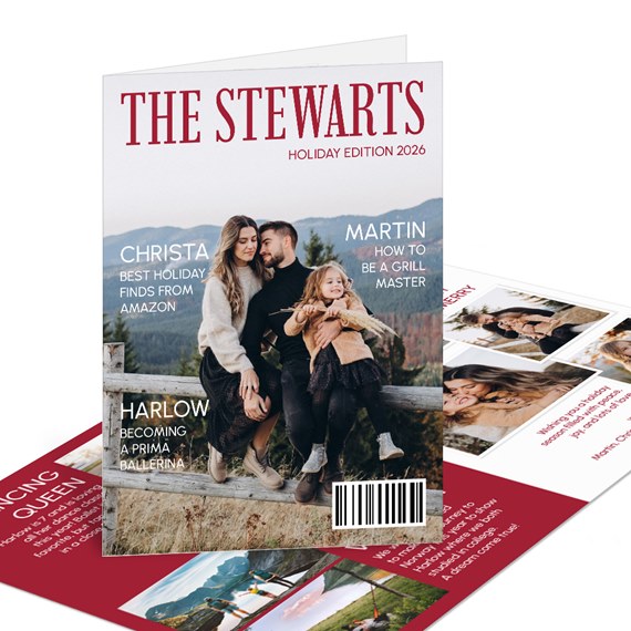 holiday magazine cover with photo placeholders