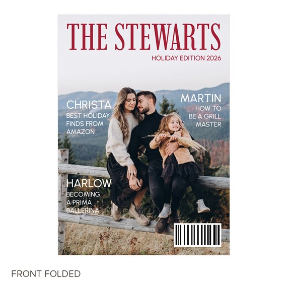magazine cover with photo placeholders and text areas
