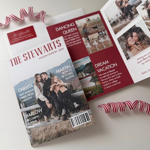 holiday magazine cover with photo placeholder and text