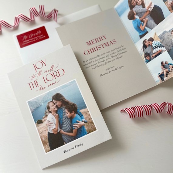 Christmas card with photo area and text