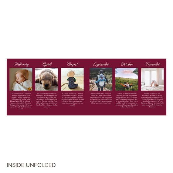 card with photo placeholders and month captions