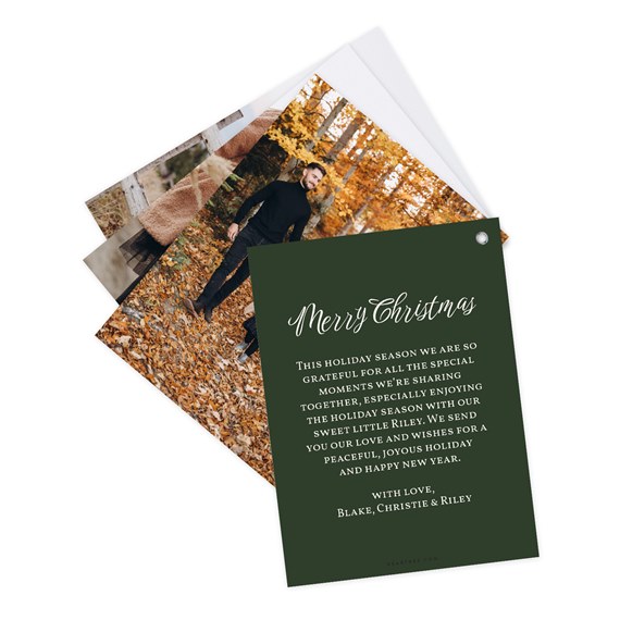 holiday card with customizable text area and photo placeholders