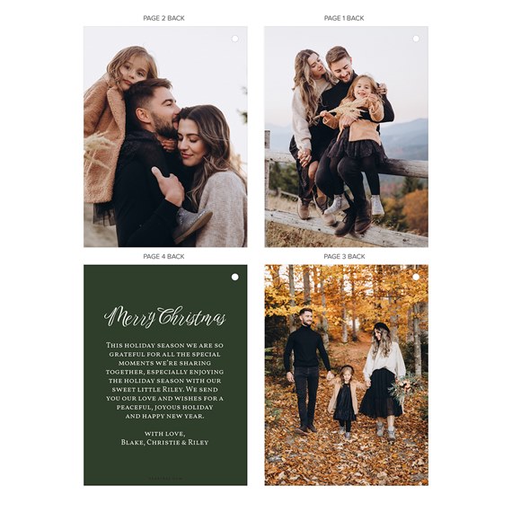 Christmas card with customizable text area and dark green background
