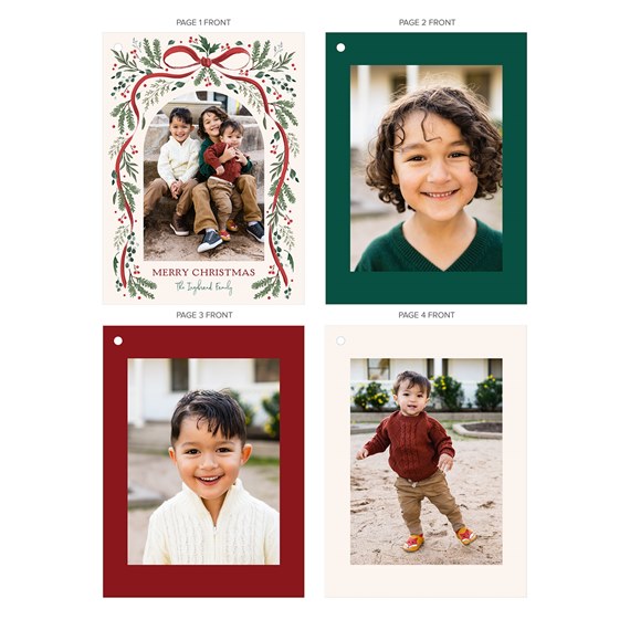 Christmas card with photo placeholders and botanical design
