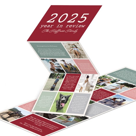 folded card with photo placeholders and text areas