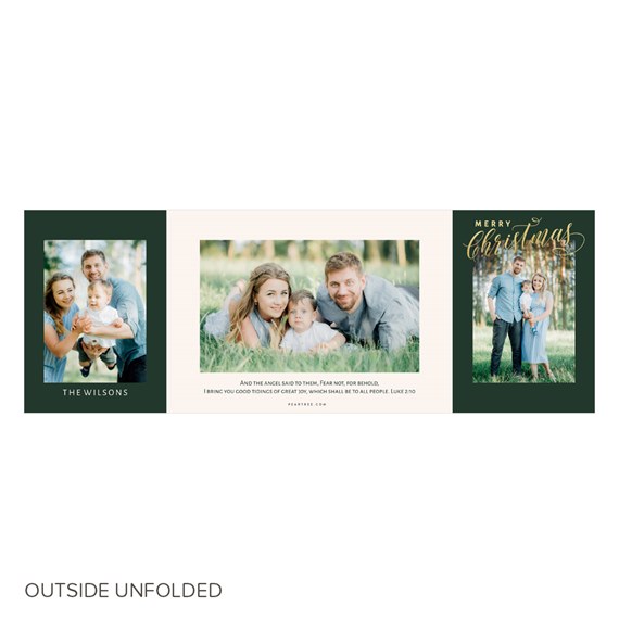 holiday card with photo placeholders and text area